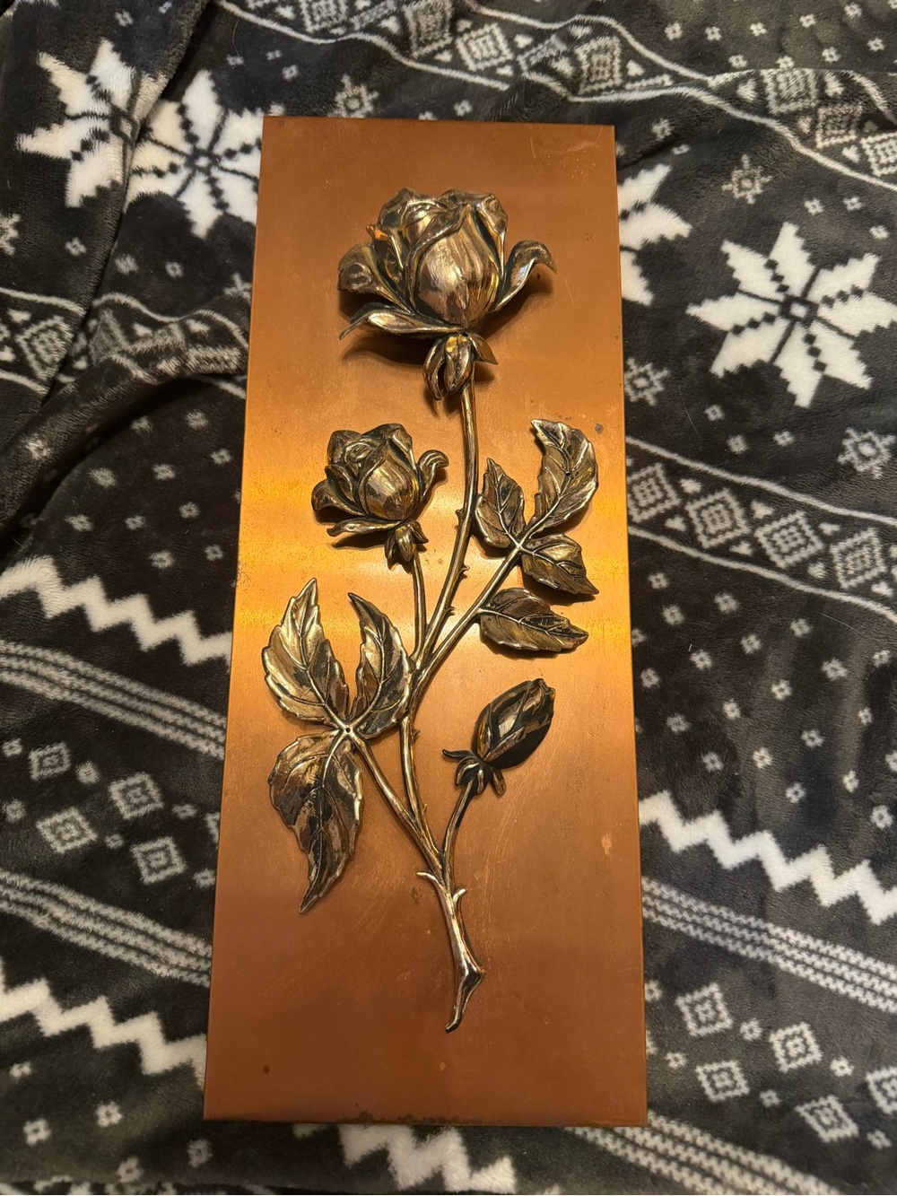 Bronze-Tone Rose Relief Wall Art - Home Wall Decor